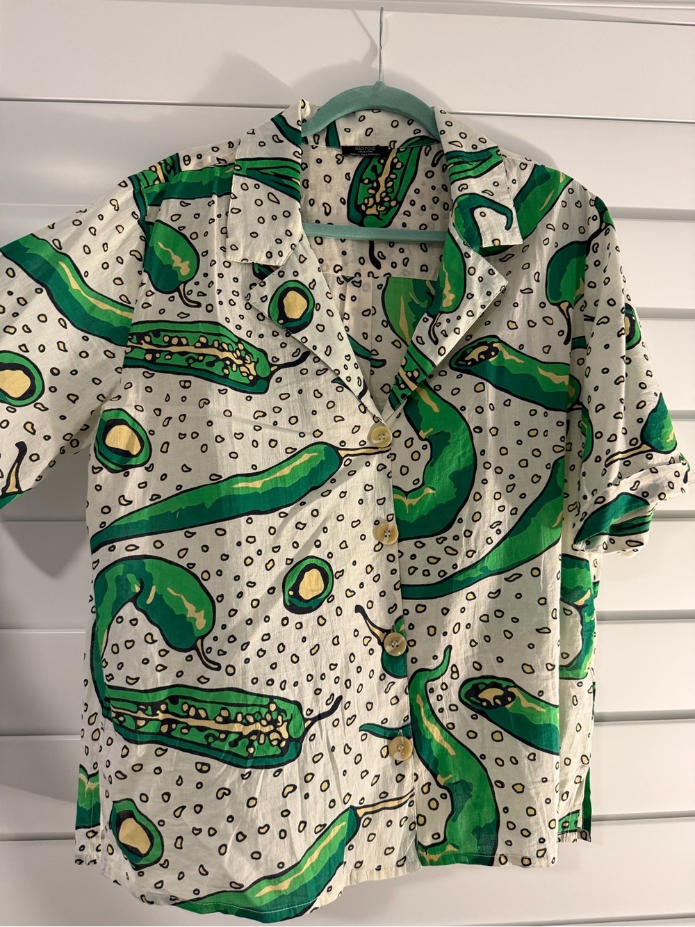 Green Chili/Avocado Print Button-Up Shirt